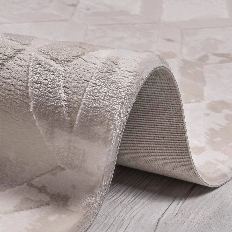 Kreasyon Elkenz 7558 Bej Uzun Ömürlü Yumuşak Dokulu Kesme Halı