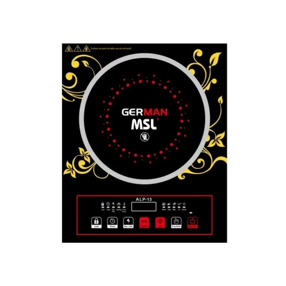 Musullu German 3500W Elektrikli Ocak Şık Tasarımlı Tek Gözlü İndüksiyonlu Cam Yüzey - Siyah