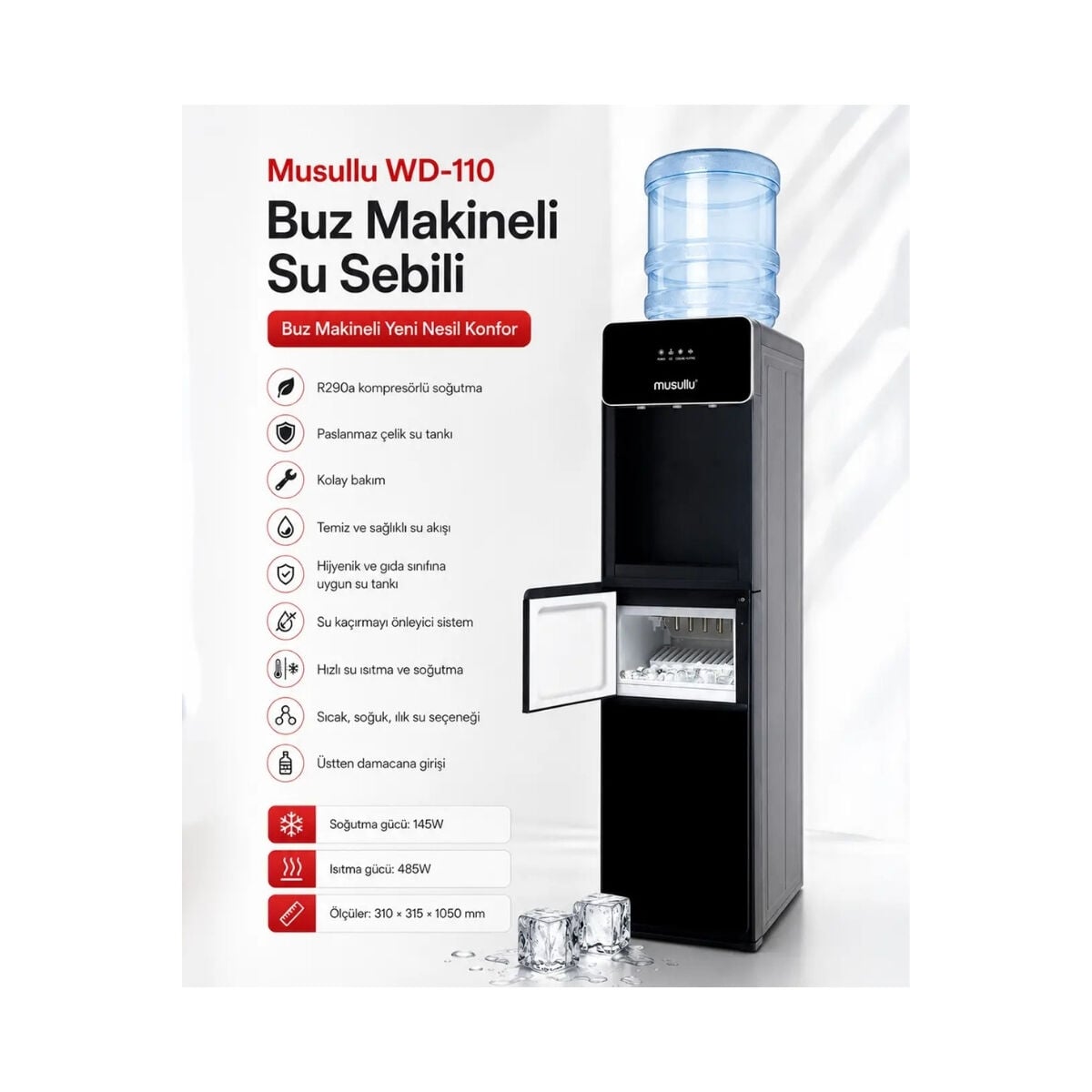 Musullu WD-110 Buz Makineli Su Sebili